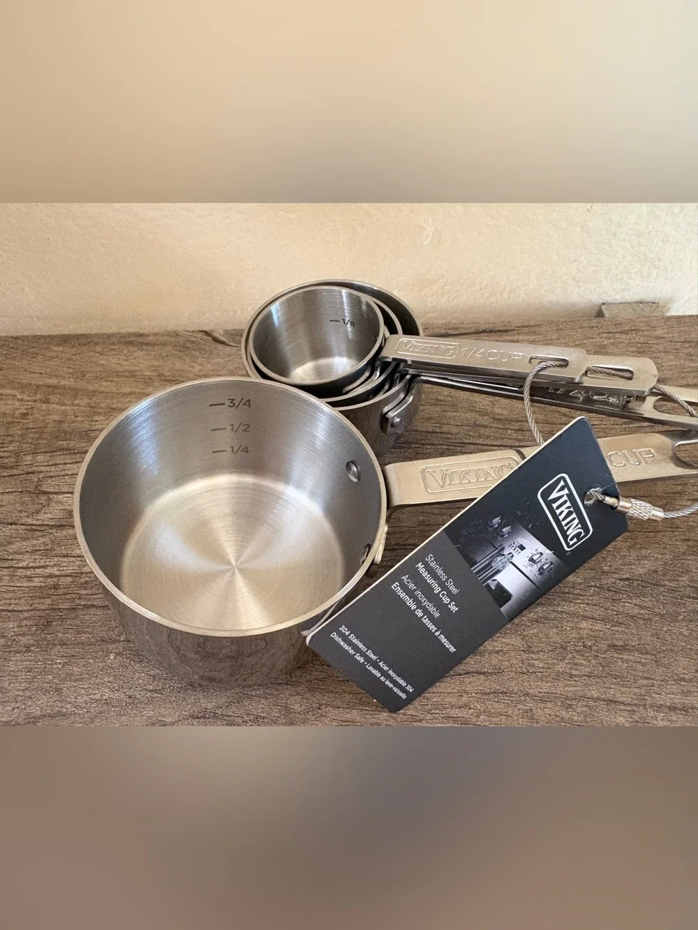 Viking Stainless Steel 4-pc Measuring Cups Set Extra Long Handles